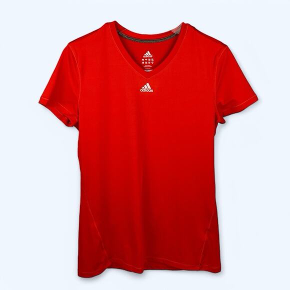 Adidas ClimaLite V-Neck Women's Large T-shirt Red - Picture 1 of 5